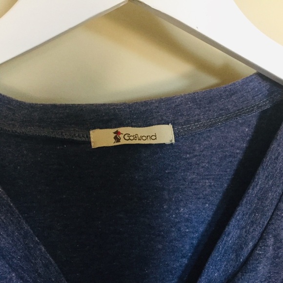 CATWORLD Button Front Cardigan With Pockets & Crop Sleeve Length Denim Blue XS - Picture 9 of 10